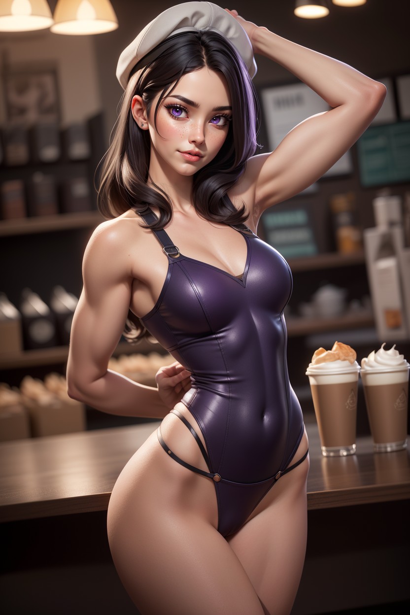 Straight Hair, Freckles, Bokeh Hentai AI Porn