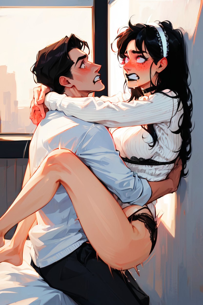 Choker, White Sweater, Hairband AI Porn