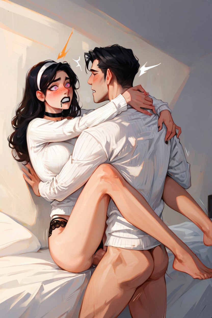 White Sweater, Choker, Black Lipstick AI Porn