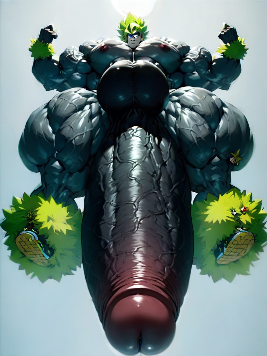 下視角, Green Hair, Huge Muscular Bodybuilder AI同性戀黃片