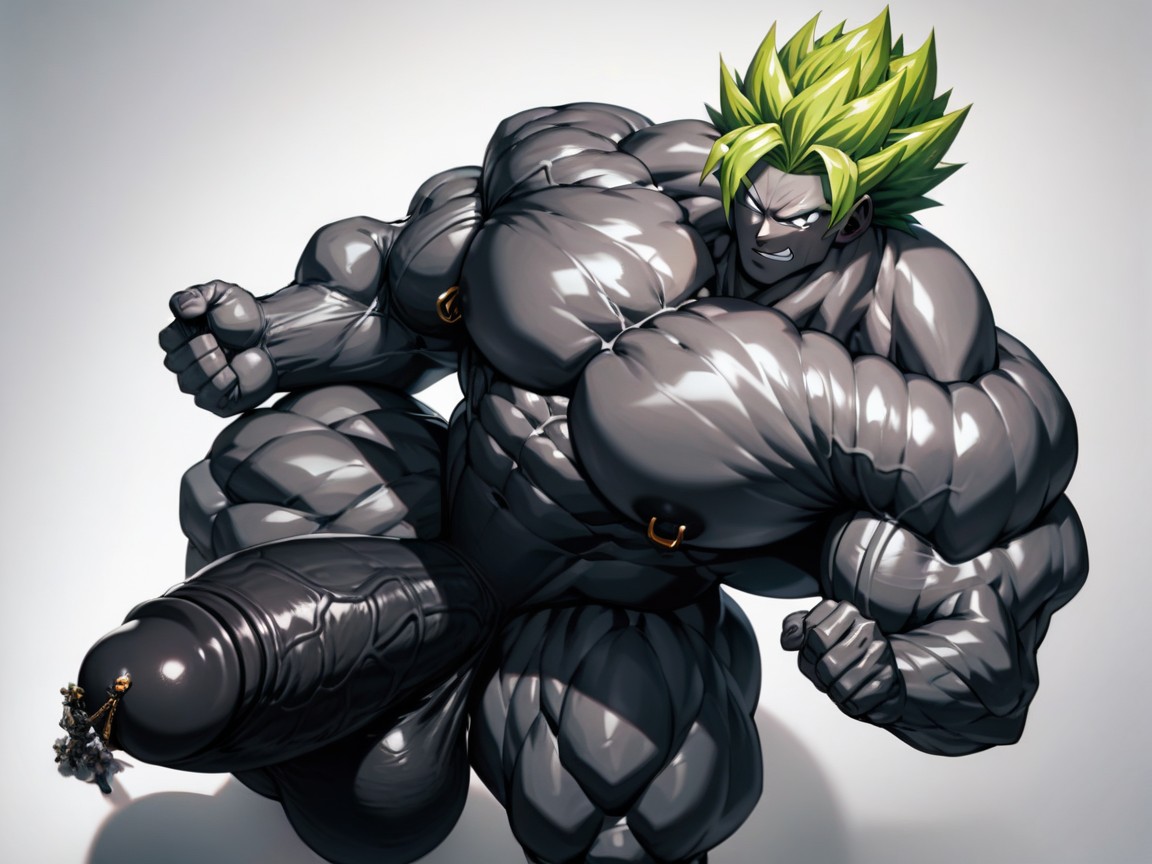 Huge Muscle, White Eyes, Green Hair ゲイAIポルノ