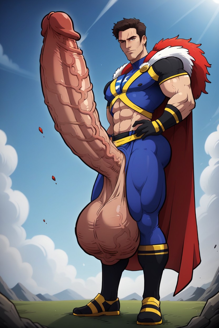 Balls Hanging Low, Cock Bigger Than Leg, Gigantic Long Flaccid Veiny Cock Porno IA Gay