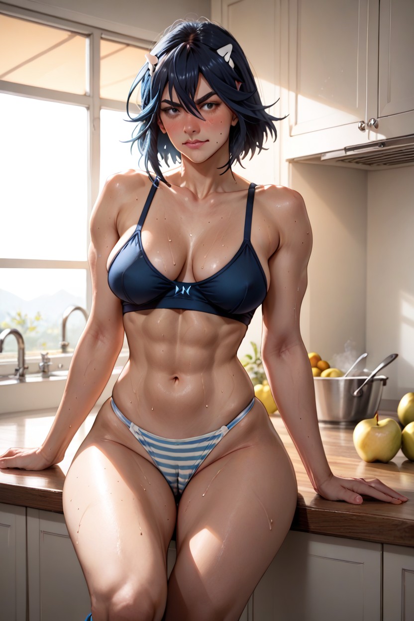 Seductively, Blue Hair, Horny AI Porn