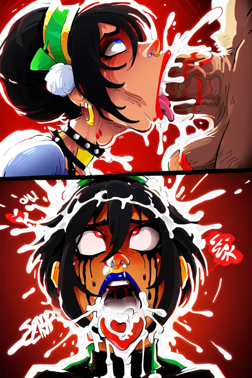 Cum Everywhere, Face Covered In Gallons Of Cum, Very Opened Slant Eyes Hentai AI Porn