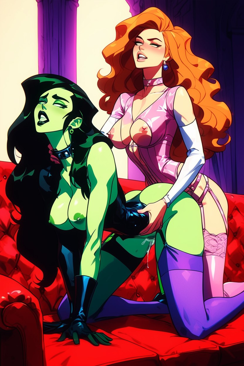 Luxurious Wavy Ginger Hair, Huge Didlo, Long Legs Hentai AI Porn