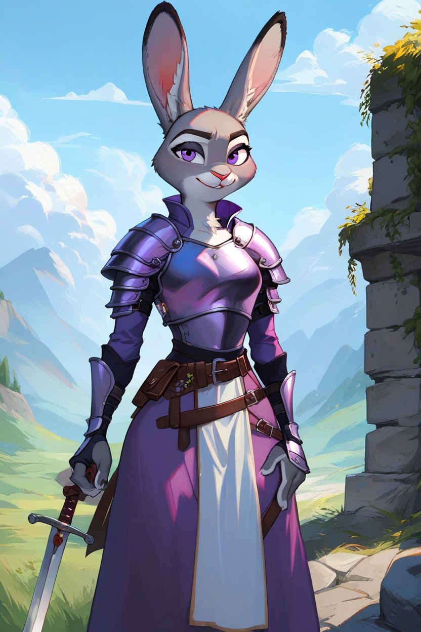 Sword On Waist, Valley, Medieval Setting Furry AI Porn