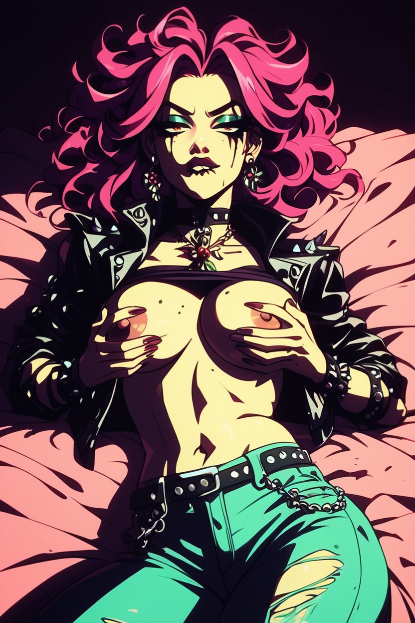 A Confident, Exuding Both Punk Energy And A Raw, Grabbing Boobs AI Porn