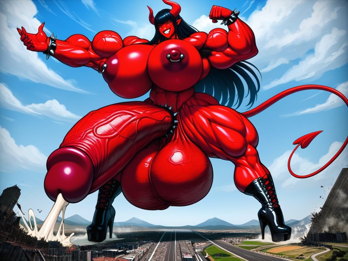 Hyper Testicles, High Heel Boots, Extremely Long Cock Hentai AI Porn
