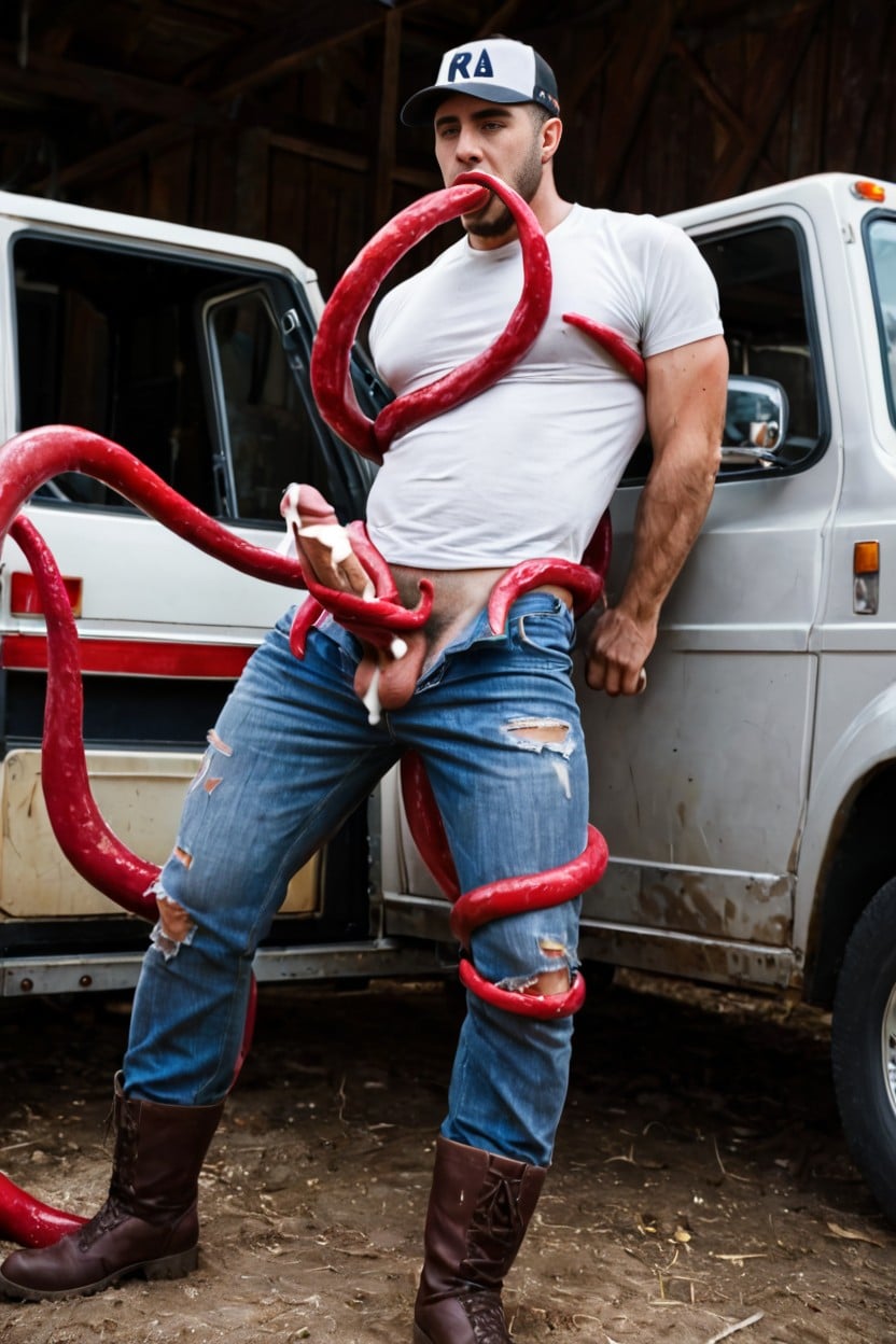 Tentacle Sucking His Dick, 20+, In A Old Truck AI Porn
