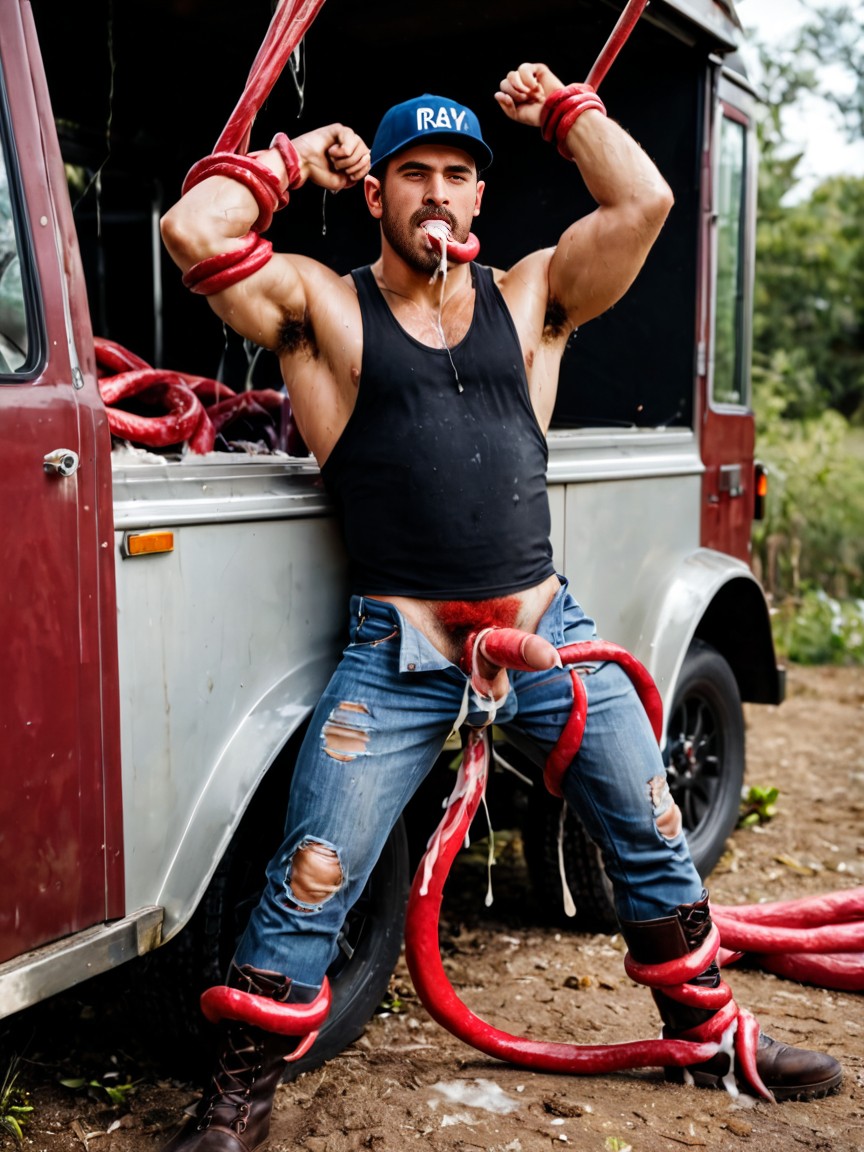 Boots, Skinny, Struggling To Pull Out Tentacle Arm From His Mouth AI Porn