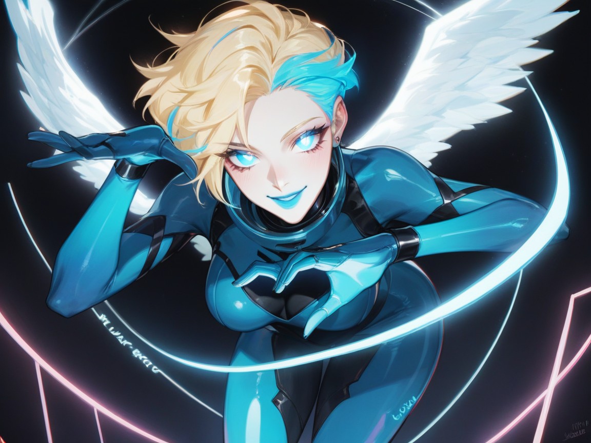 Pixie Cut, Neon Lighting, Blonde Pixie Hair Hentai AI Porn