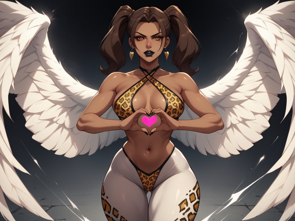 Neon White Angel Wings, Love Hearts, 18+ AI Porn