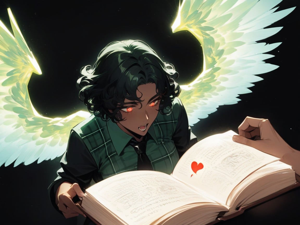 Neon Green Angel Wings, Squared Chest Width, Vibrant Colors Hentai AI Porn