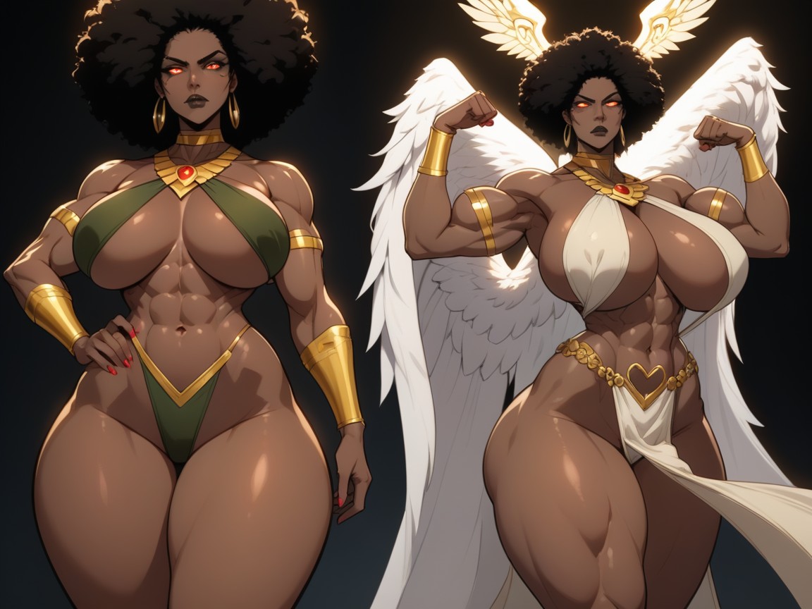 Afro, Hips, Neon Angel Wings Latina AI Porn