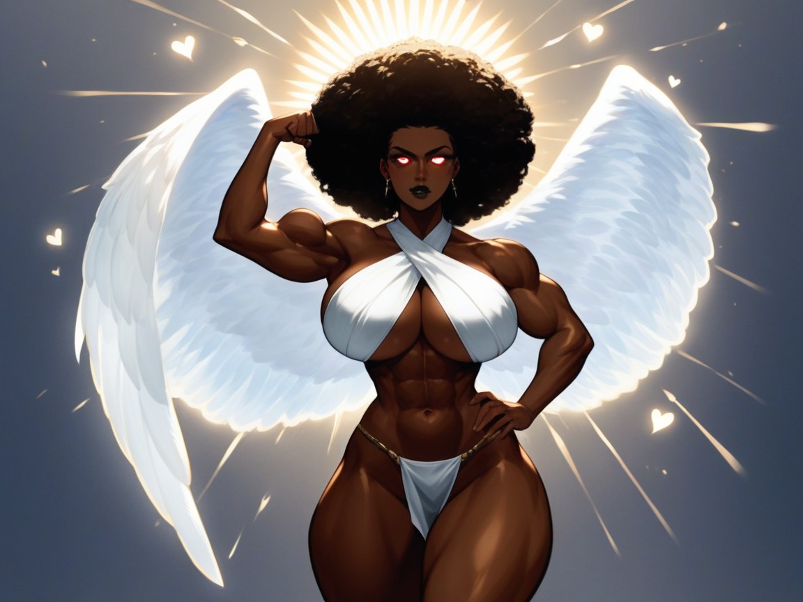 Muscular, Neon Angel Wings, Nsfw Hentai AI Porn
