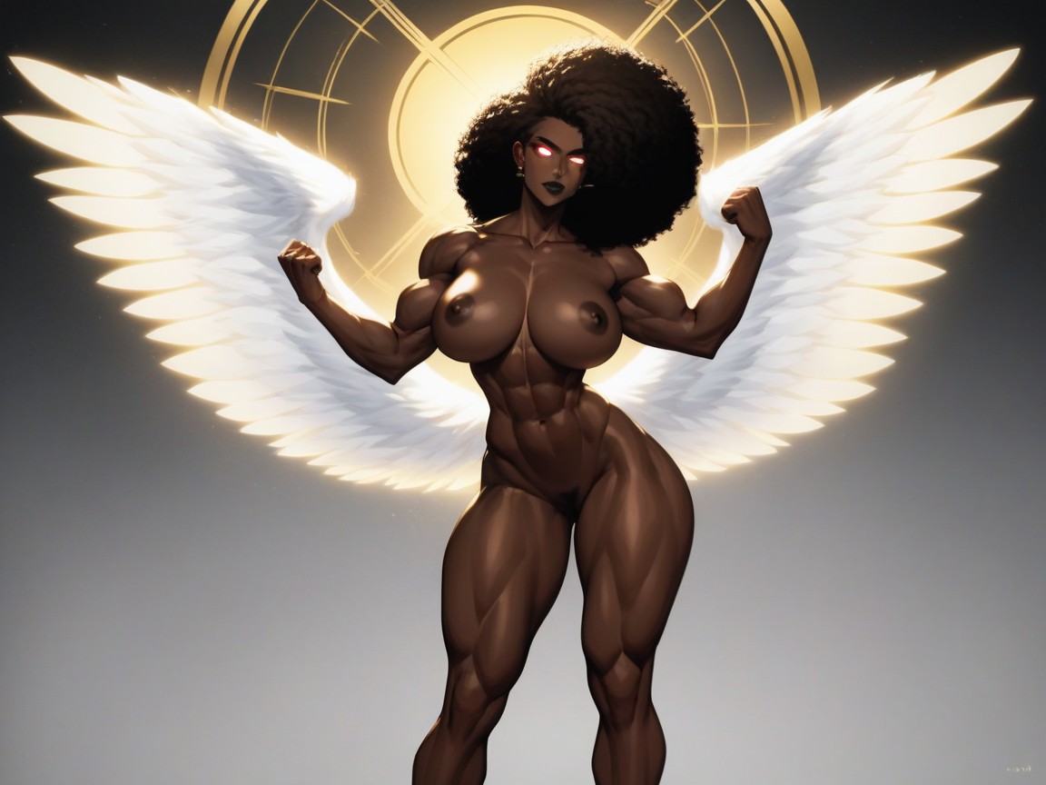 Serious Face, Woman Flexing, Specular Lighting Hentai AI Porn