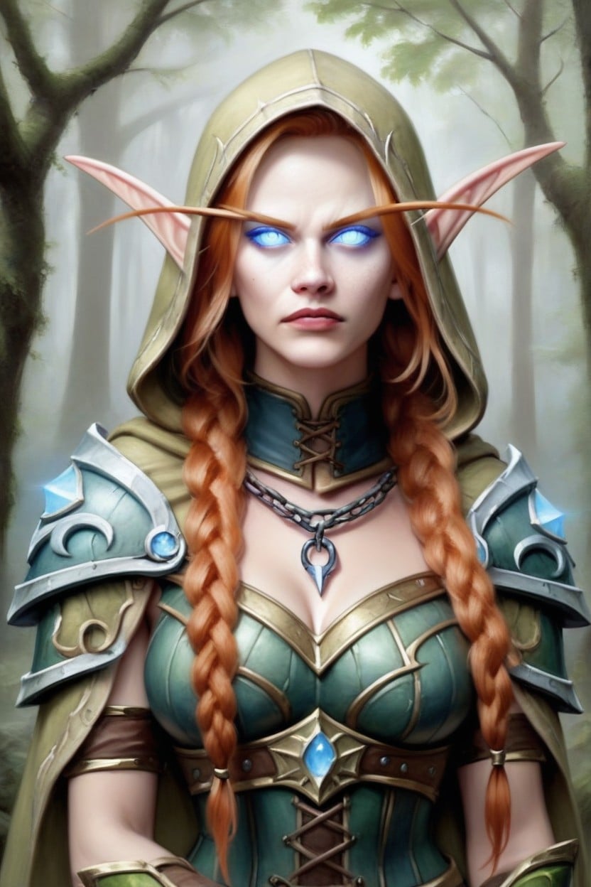 Detailed Face, Redhead High Elf Female, 18+ AI Porn