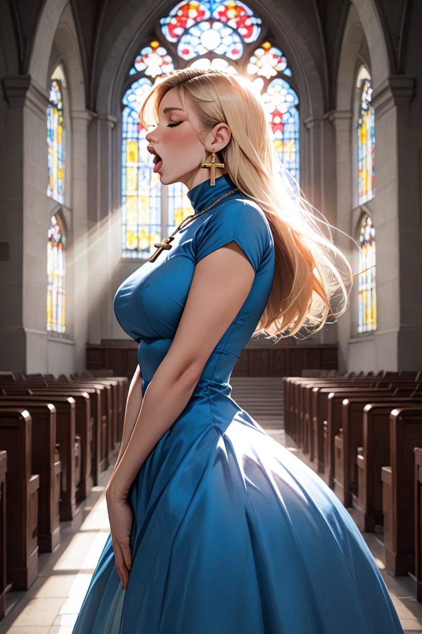 Hyper Tight Dress, Closed Eyes, Model AI Porn