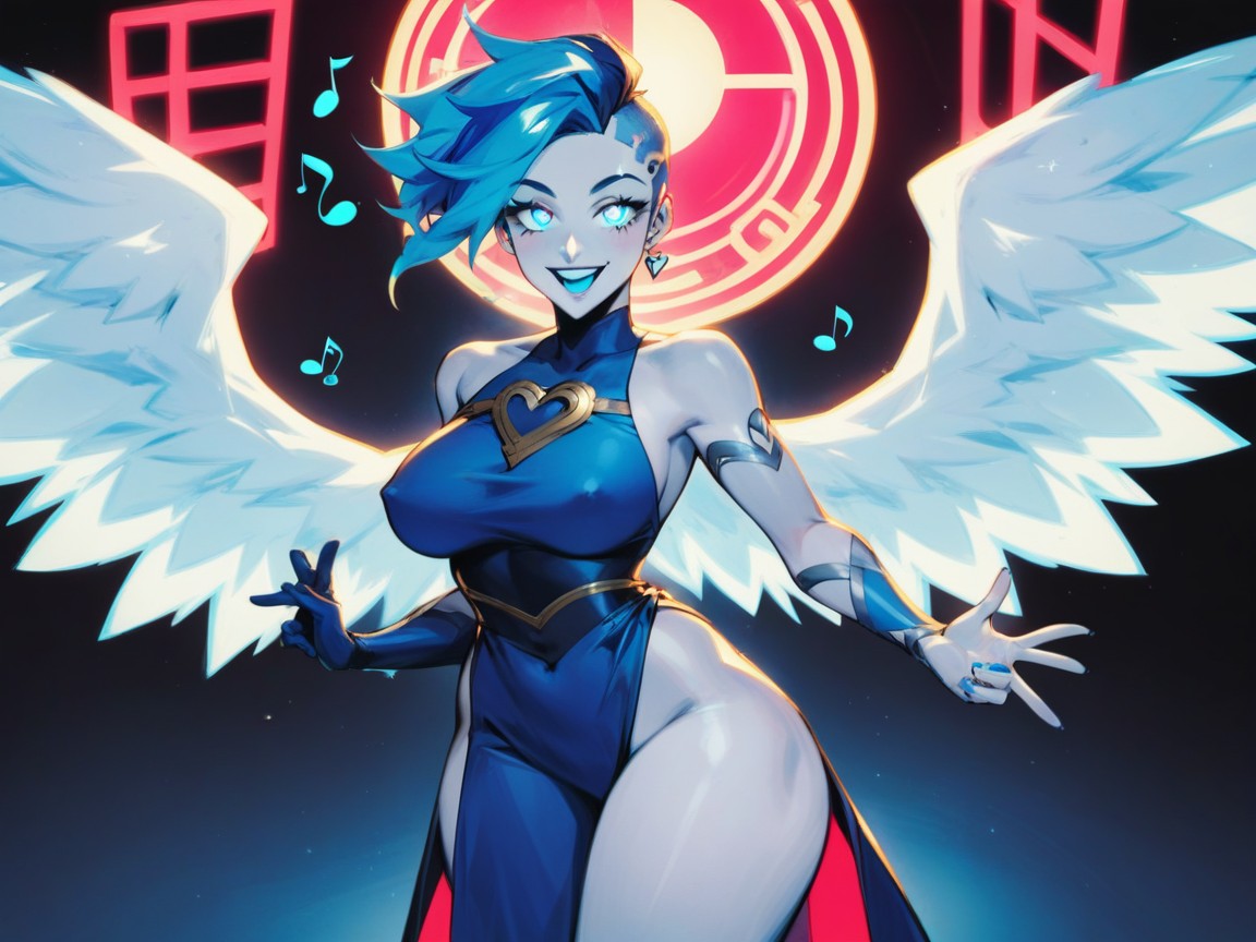 Bras Écartés, Sloped Shoulders, Yeux Brillants Porno IA Hentai