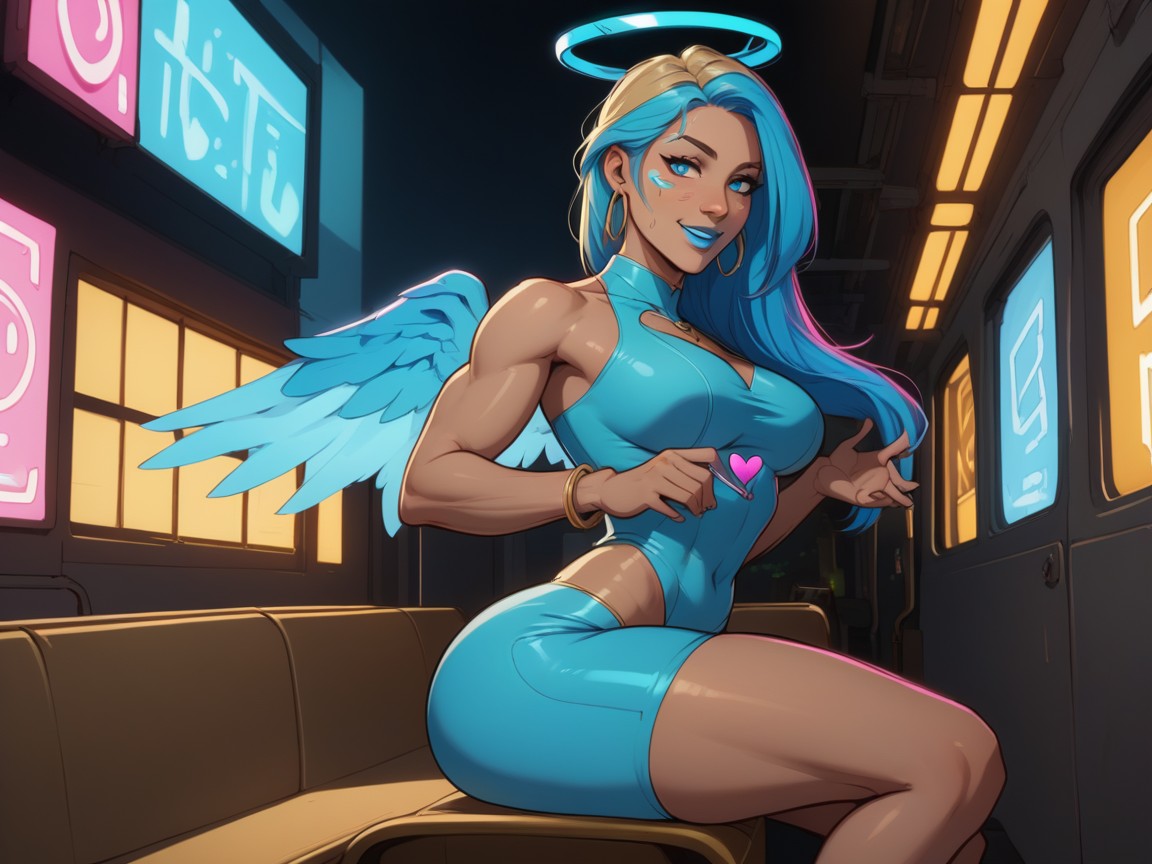 Goddess Of Love, Blue Tunic, Brazos Extendidos Porno latina IA