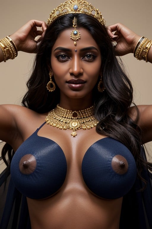 Golden Jewellery, Indian Goddess, Giant Pornografia peluda com IA