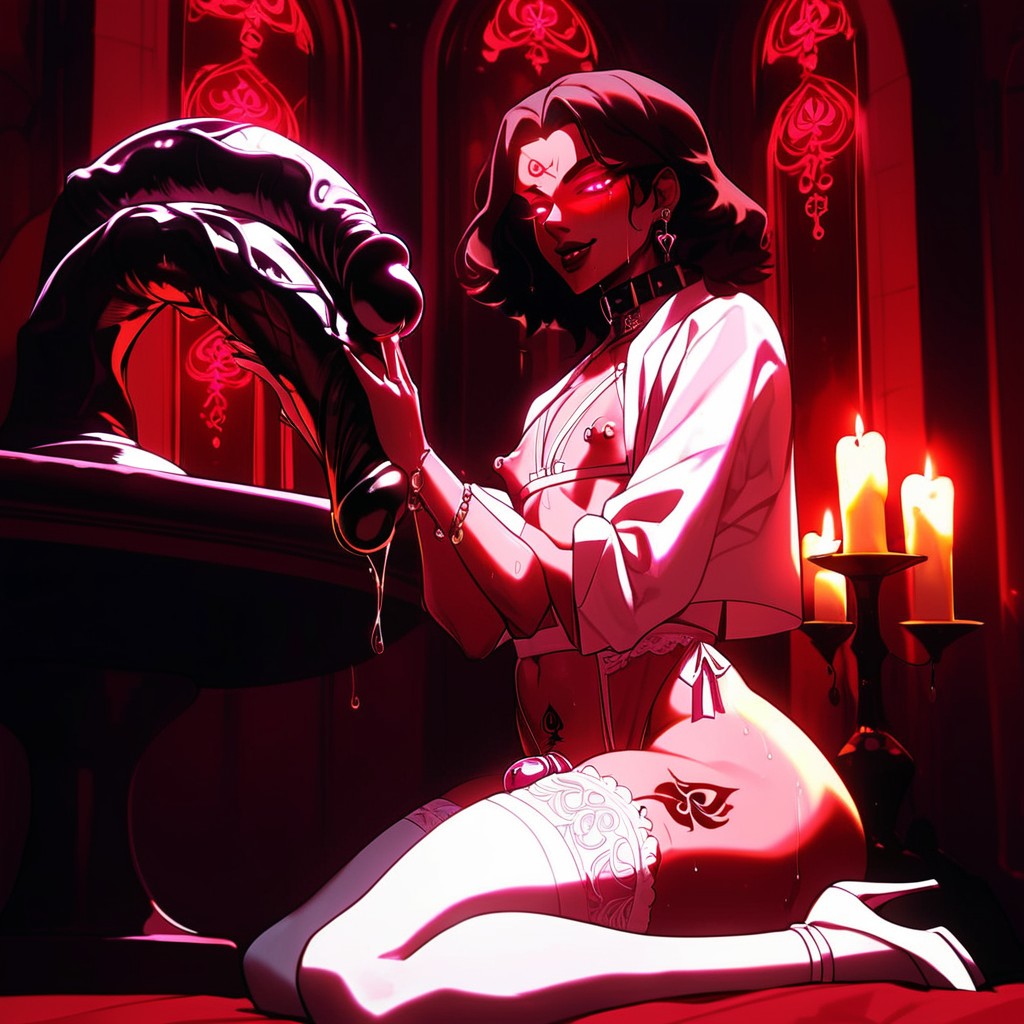 Hair, Candle Lighting At Night, High Heels AI Porn