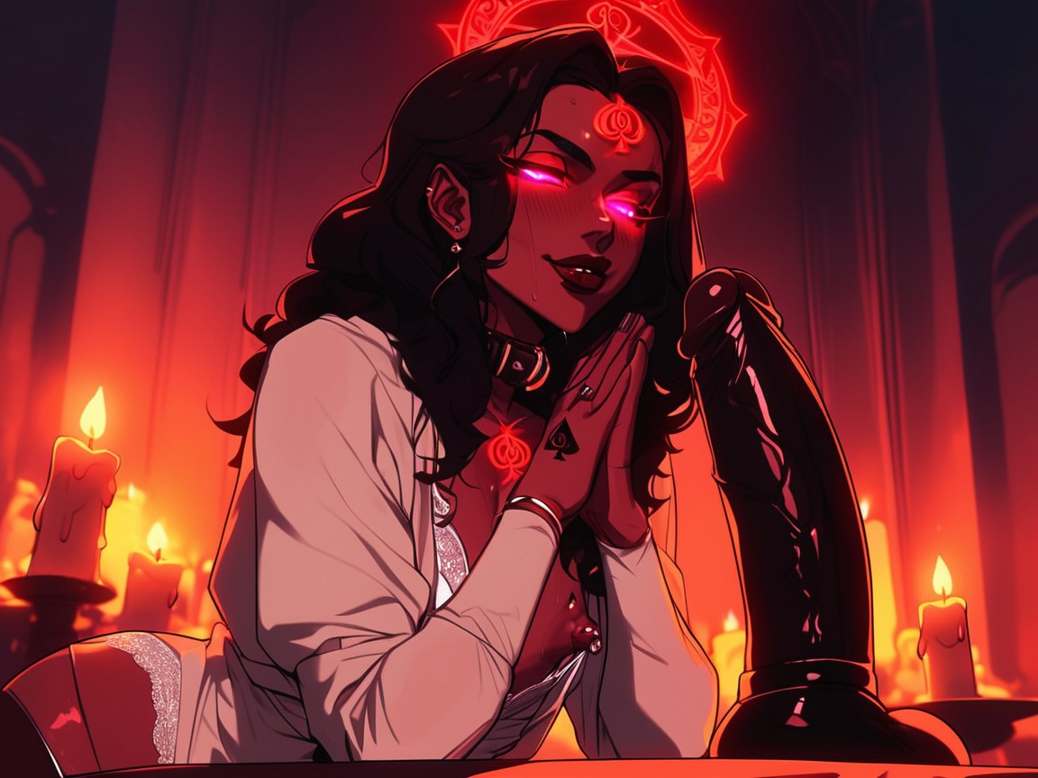Feminine Face, Hair, Glowing Summoning Sign AI Porn