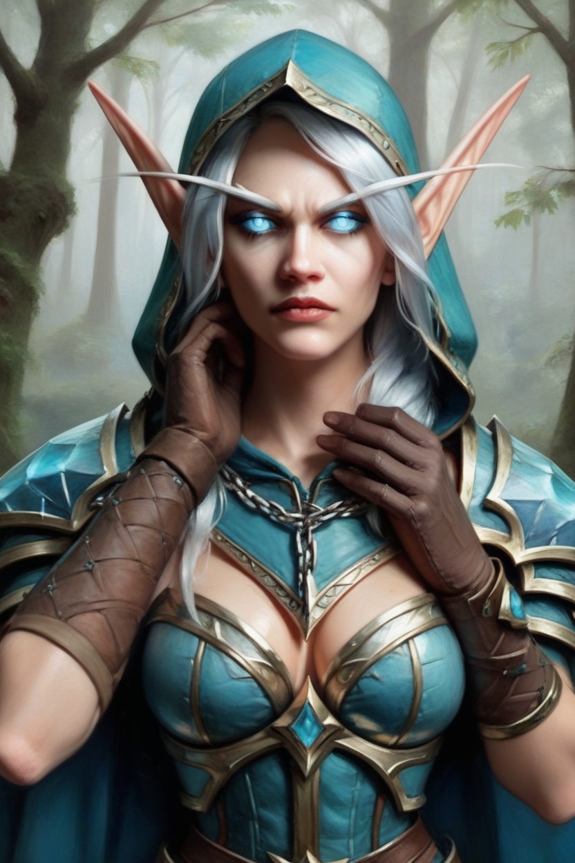 Brown Gloves, Close Up, Turquoise Armor Corset AI Porn