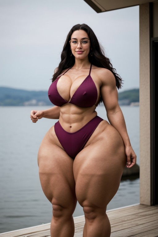 Thick Curvy Muscular Woman, Extremely Large Ass, Beautiful Bimbo Amazon Goddess AI Porn