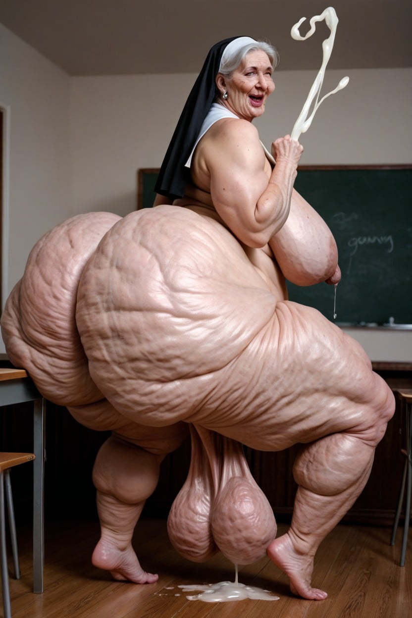 Orgasm, Stretch Marks On Thighs, Hyper Obese Rolled Over Fat Face Shemale AI Porn