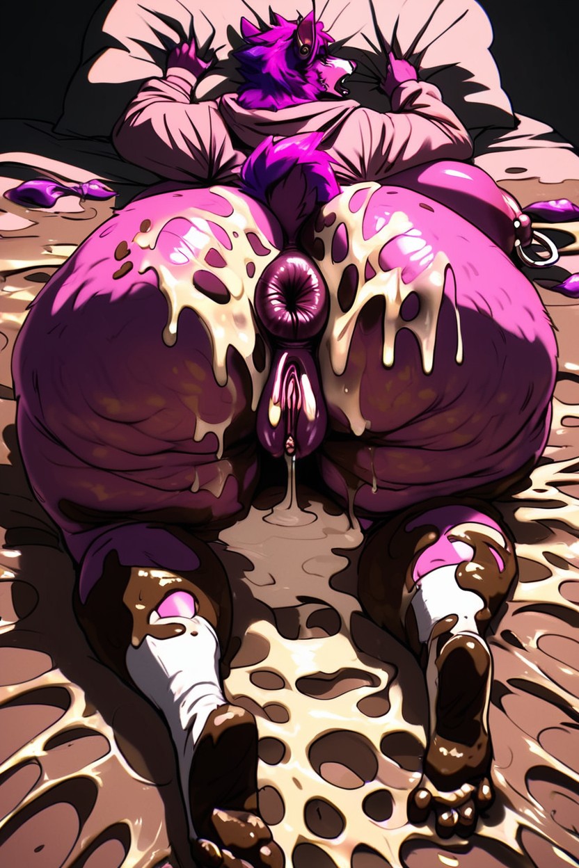 On A Bed, Mud, Cum On Ass Furry AI Porn