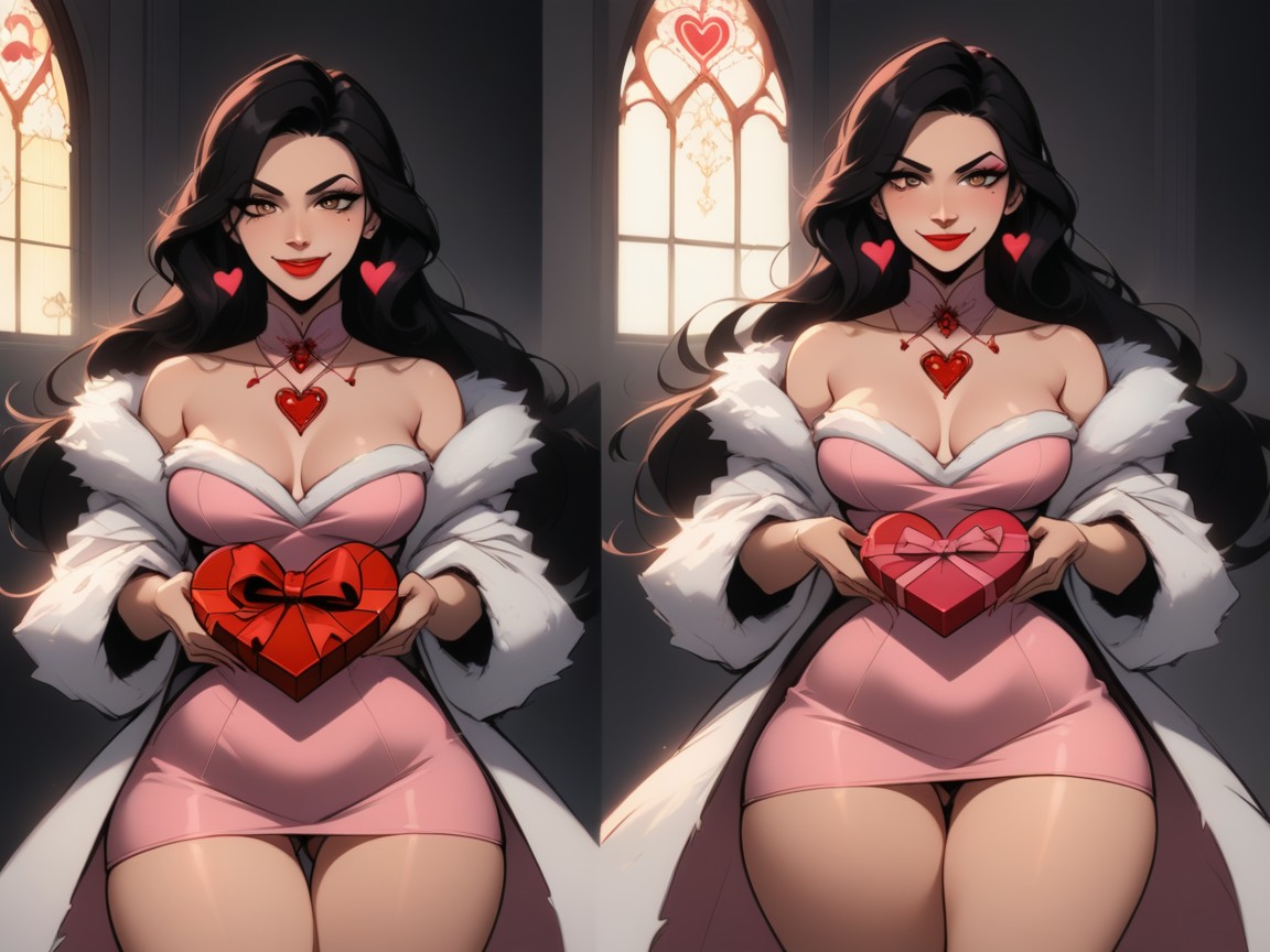 Snatched Waist, Vibrant Colors, White Fur Coat Latina AI Porn