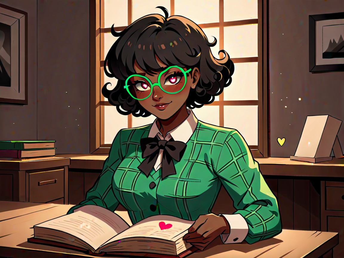 Books In Background, Embarrassed , Love Hearts AI Porn