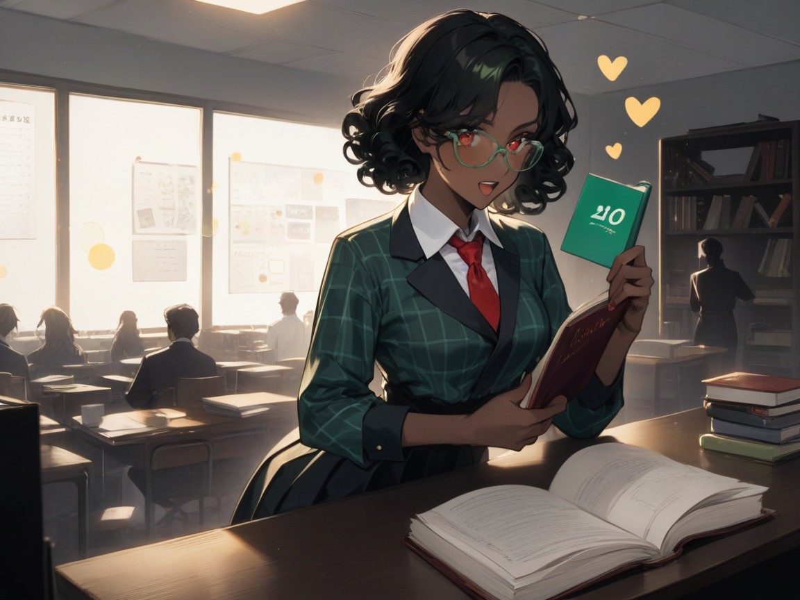 Books In Background, Squared Thighs, Nerd Hentai IA