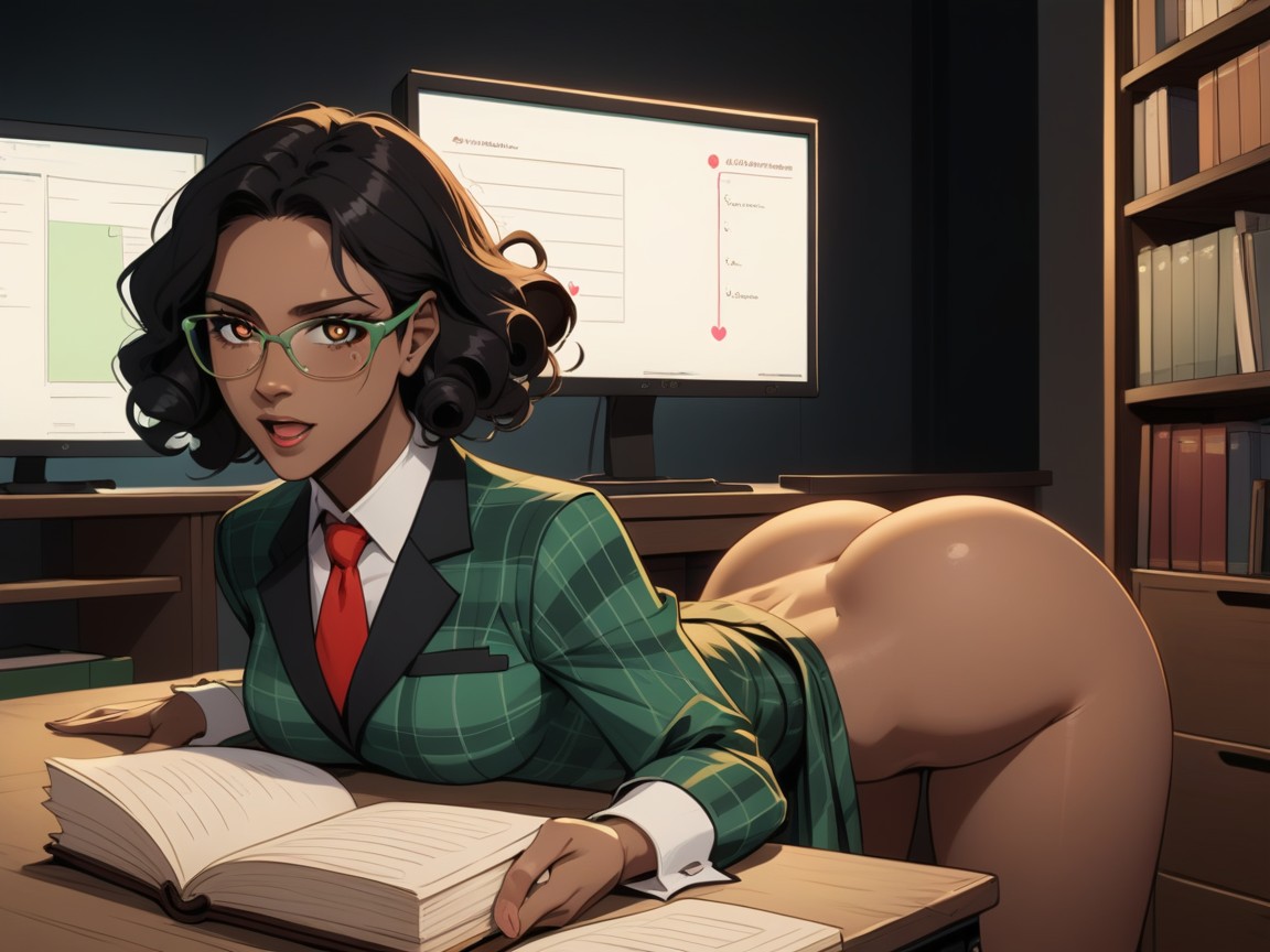 Uniforme, Squared Shoulders, Books In Background Porno latina IA