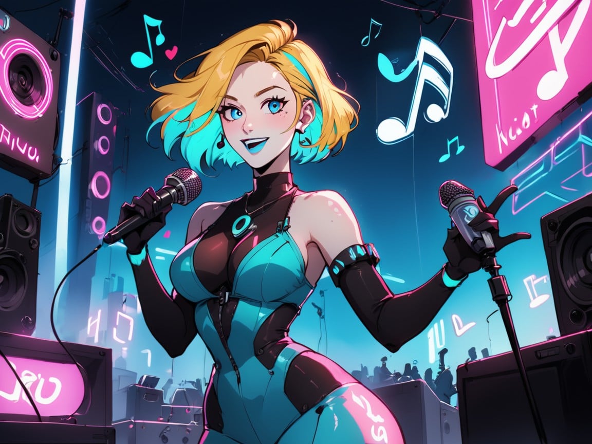 Blonde Hair, Singer, Low Torso Height Hentai AI Porn