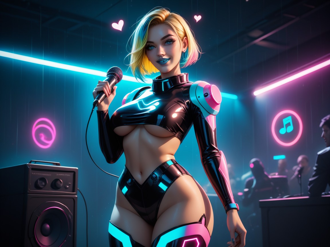 Low Torso Height, Happy Face, Blue Eyes Latina AI Porn