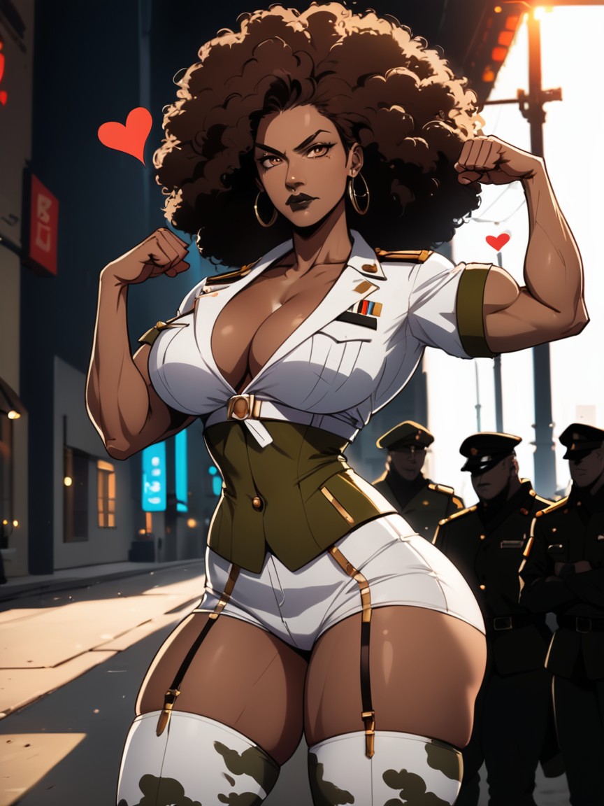 Militar, Military Base Background, Dark Brown Skin Hentai IA