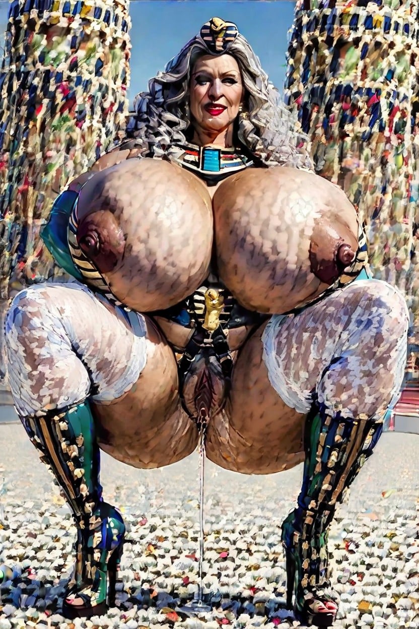 Shouting, Light Brown Nipples, Breast Out MILF AI Porn