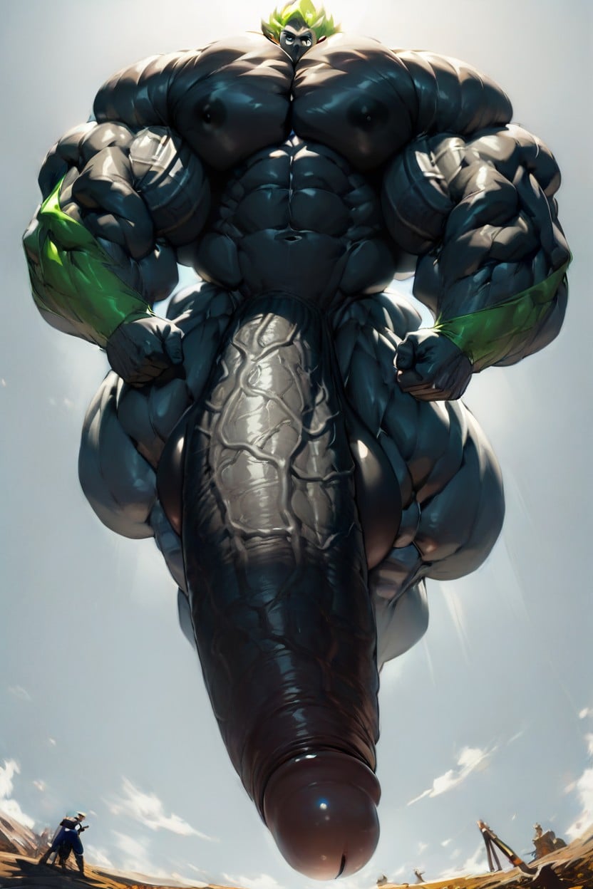Green Hair, Massive Cock, No Clothes Porno IA Gay