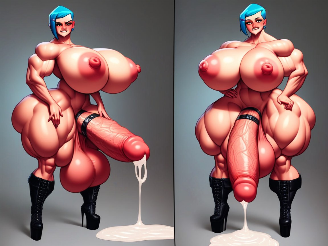 Futanari, Hyper Muscular, Erect Puffy Nipples Shemale AI Porn
