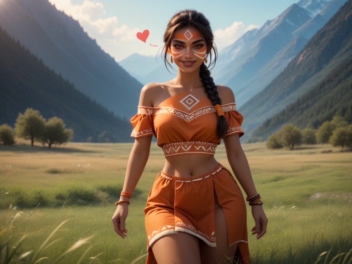Tribal Wear, Vibrant Colors, Saturated Colors Latina AI Porn