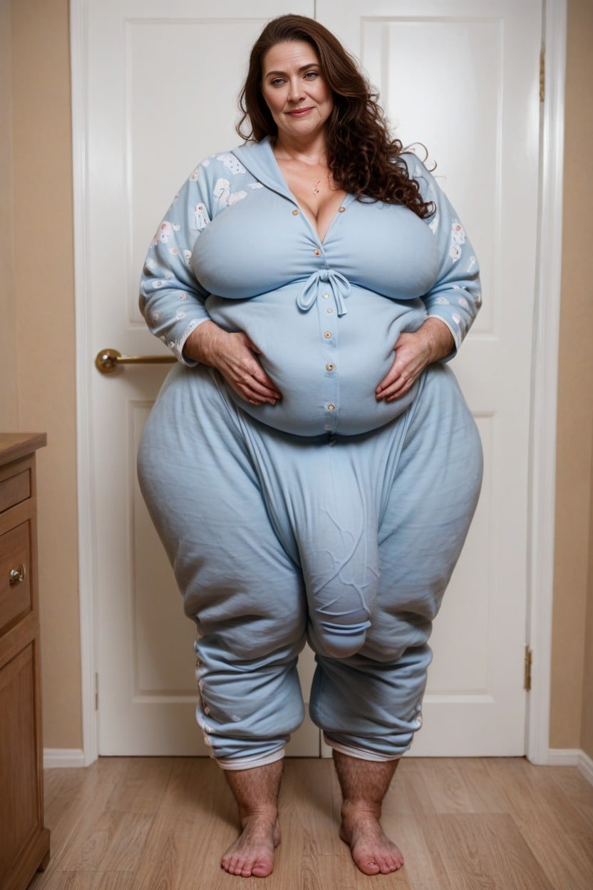 Standing, Onesie, Hairy Feet Hairy Ankles Hairy Bushy Thighs Like A Sasquatch AI Porn