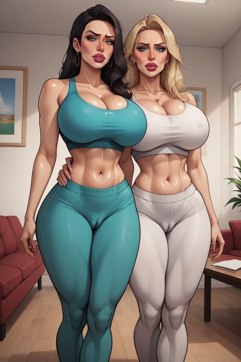 Milf Staring At Bulge, Guy Visible Wearing White Boxers And Shirt, Perfect Body AI Porn