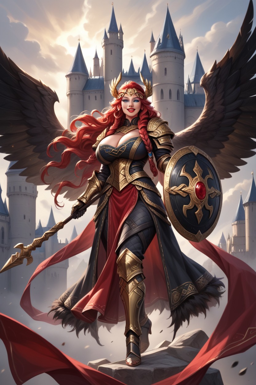 18+, Red Lipstick, Gold Pauldron Hentai AI Porn