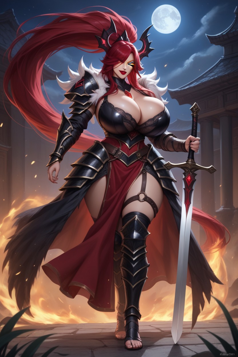 Red Hair, Glowing Eyes, Voluptuous Hentai AI Porn