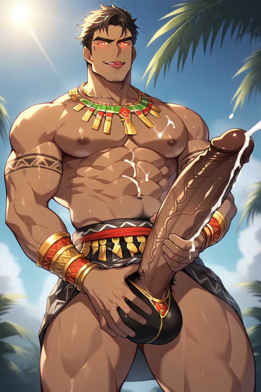 Bottom Up, Black Hair, Aztec AI Gay Porn