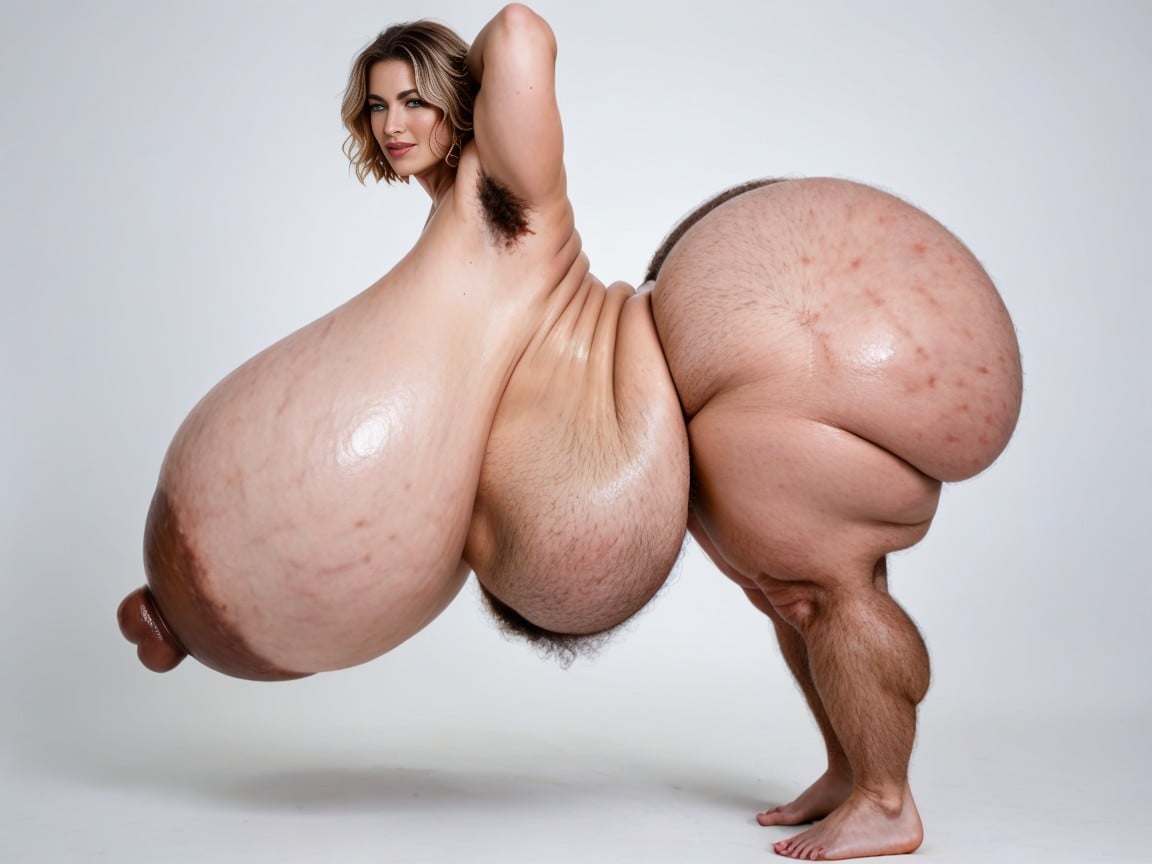 Arched Bubblebutt, Armpit Hair, Messy Bob Hair AI Porn