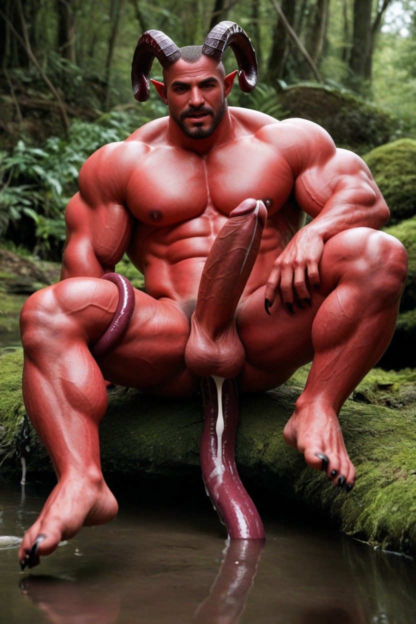 Demon Tail, 18+, Demon Horns On The Head AI Gay Porn