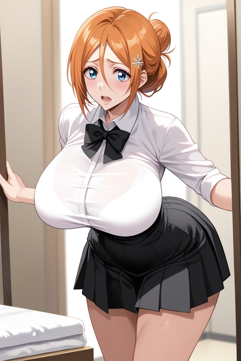 White Shirt, Transform Breasts, Blue Eyes Hentai AI Porn